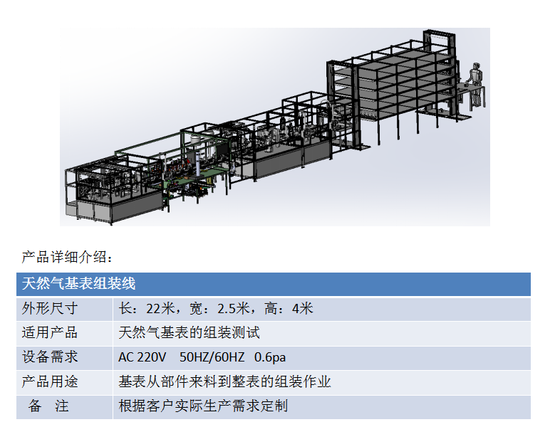 天然气基表组装线